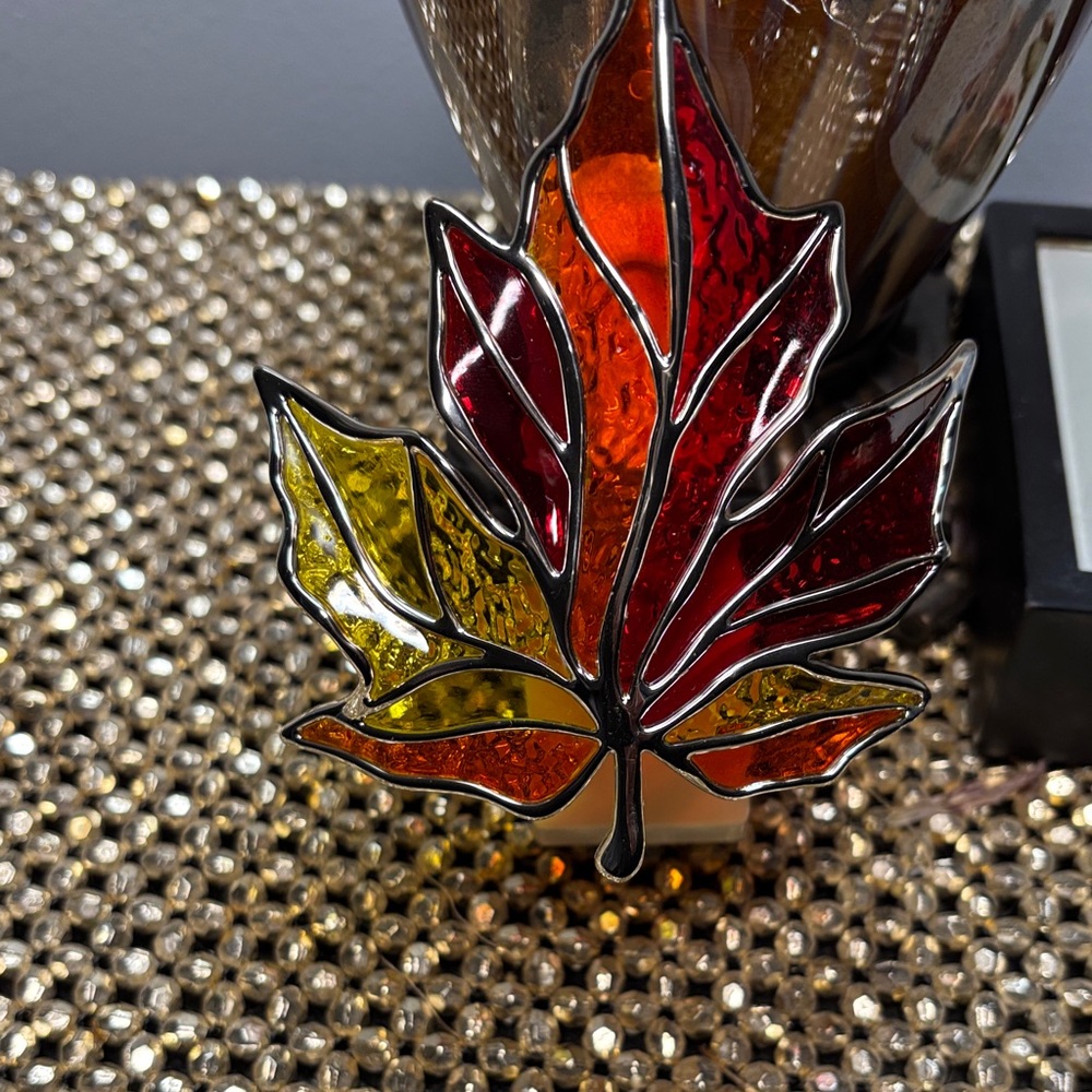 Bath & Body Works Stained Glass Maple Leaf Decor - Red, Orange, Yellow